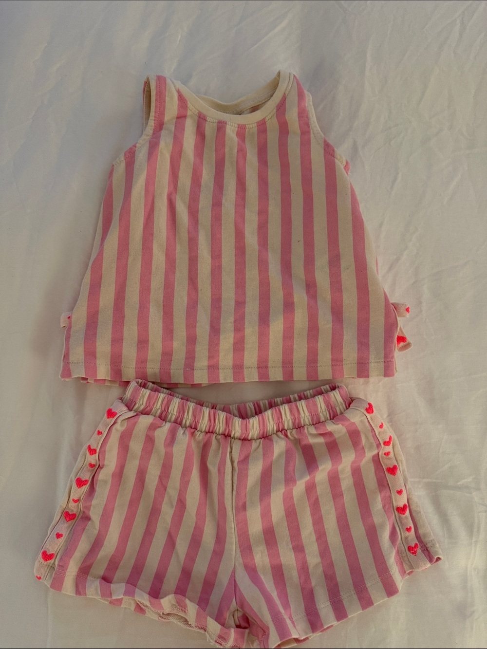 Zara Pink and Cream Striped Kids Matching Set